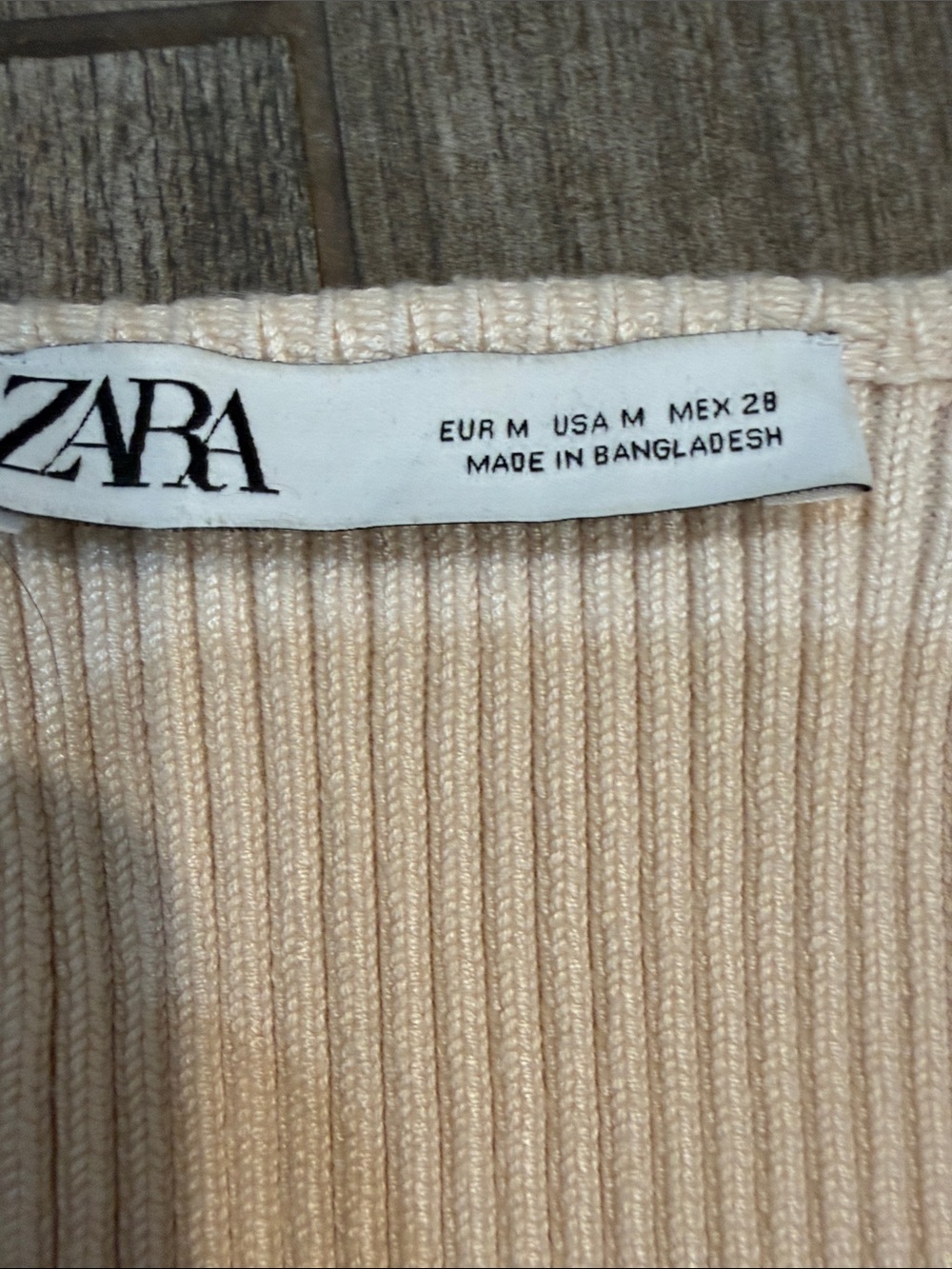 Zara Cream Ribbed Cropped Bolero Shrug - Picture 3 of 5